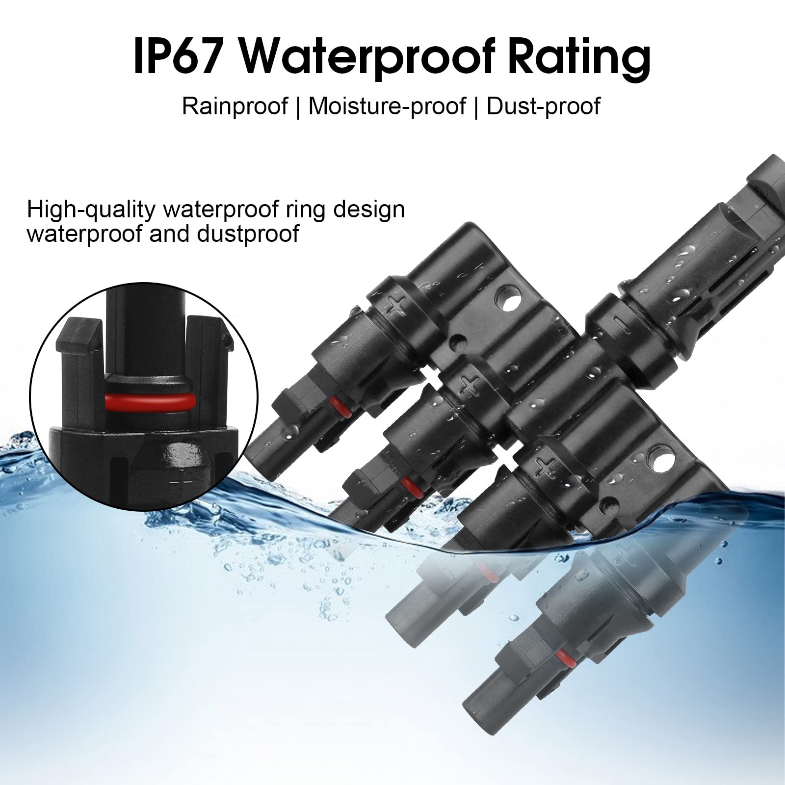 PAEKQ 4 to 1 Solar Panel Connectors T Branch Connectors Cable Splitter Coupler 1 Male to 4 Female (M/4F) and 1 Female to 4 Male (F/4M) for Parallel Connection Between Solar Panels (1 Pair)