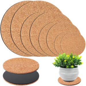 8 pieces 4 sizes cork plant saucers plant mats round coasters pad for plants house garden indoors pots diy craft project (4 inches,6 inches,8 inches,10 inches)