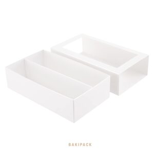 BAKIPACK 15 Macaron Boxes, Macaron Gift Box for 12 (Interior Measurement 7.3×4.2 ×1.9 Inches), Macaron Packaging Boxes with Clear Window White without Macarons inside