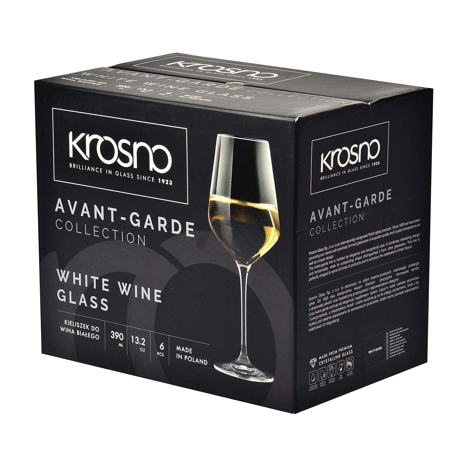 Krosno Wine Glasses Set | 6x Large White Wine Glasses 13.2 oz + 6x Large Red Wine Glasses 29.1 oz | Perfect for Home, Restaurants and Parties | Dishwasher Safe