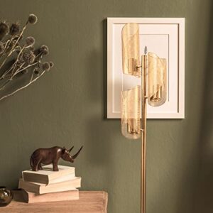 Brightech Lyra LED Tree Floor Lamp for Mid-Century Modern, Contemporary, Industrial Décor, 3 Light Head Standing Lamp with Metal Cage Shade, Standing Pole Tall Lamp for Living Room, Bedroom - Brass