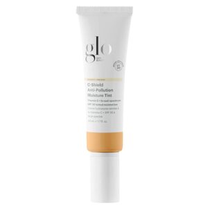 glo skin beauty c-shield anti-pollution moisture tint - tinted moisturizer with spf 30 for face, broad spectrum protection & vitamin c, 1.7 oz (5w-medium)