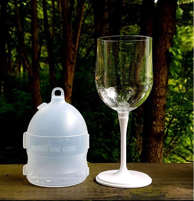 BOSO Portable Collapsible Wine Glass-Unbreakable, Shatterproof Clear Plastic Wine Glass-BPA FREE, Dishwasher Safe, Detachable Stem Wine Cup-Perfect Camping, , and Travel (white color), D8.0*H11.0CM