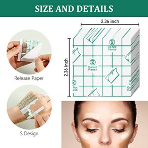 100Pcs Makeup Mixing Palette Single Use Makeup Hand Palette Disposable Adhesive Makeup Mixing Tray Makeup Artist Must Haves Transparent Waterproof Makeup Tape for Women Girls Female Artists Make up(2.8 x 2.8 Inch)