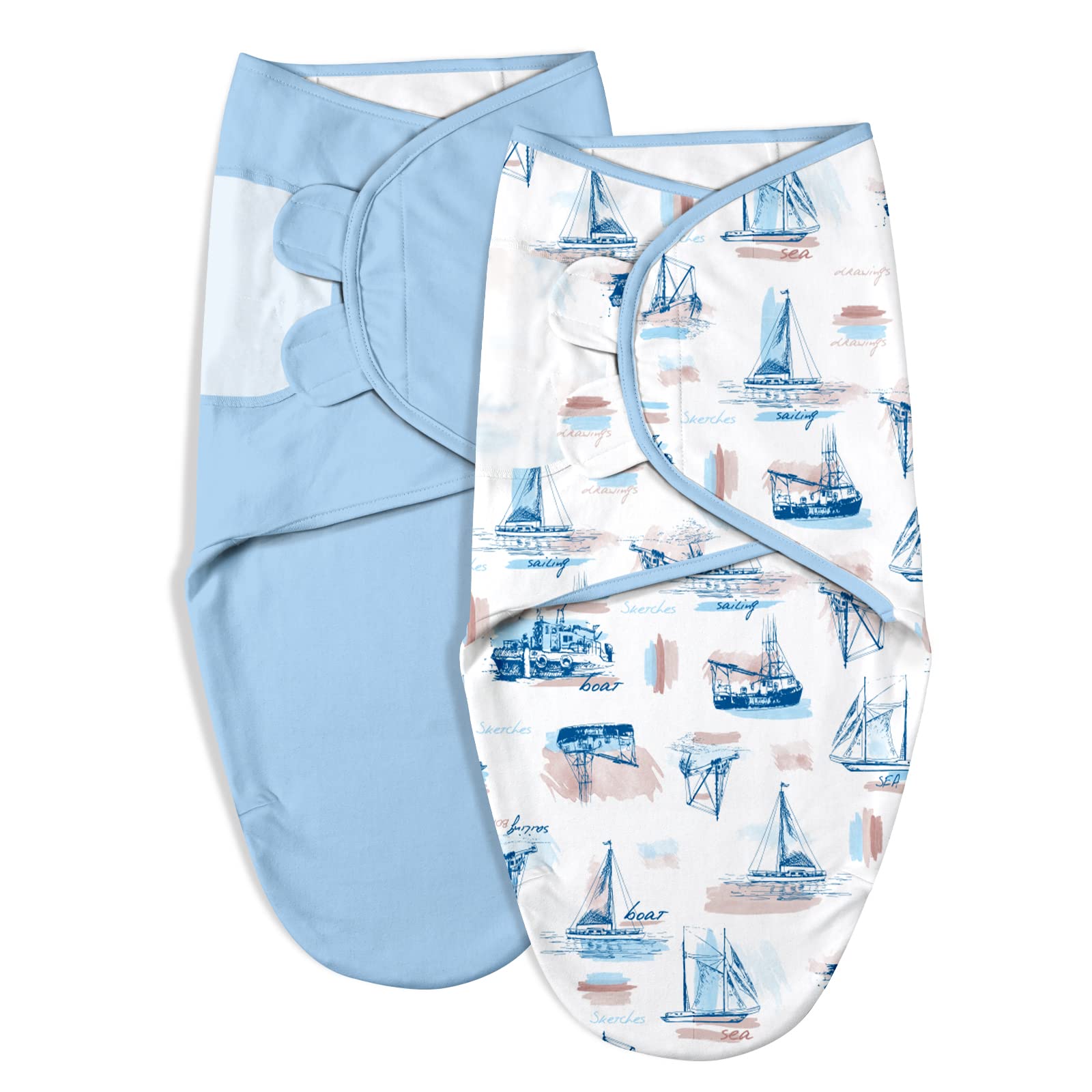 Baby Swaddle Blanket Wrap for Boys & Girls, Newborn Sleepsack Swaddles Sack 0-3 Months, Organic Cotton Swaddle 2-PK, Adjustable Swaddling Sack for Infant, Preemie