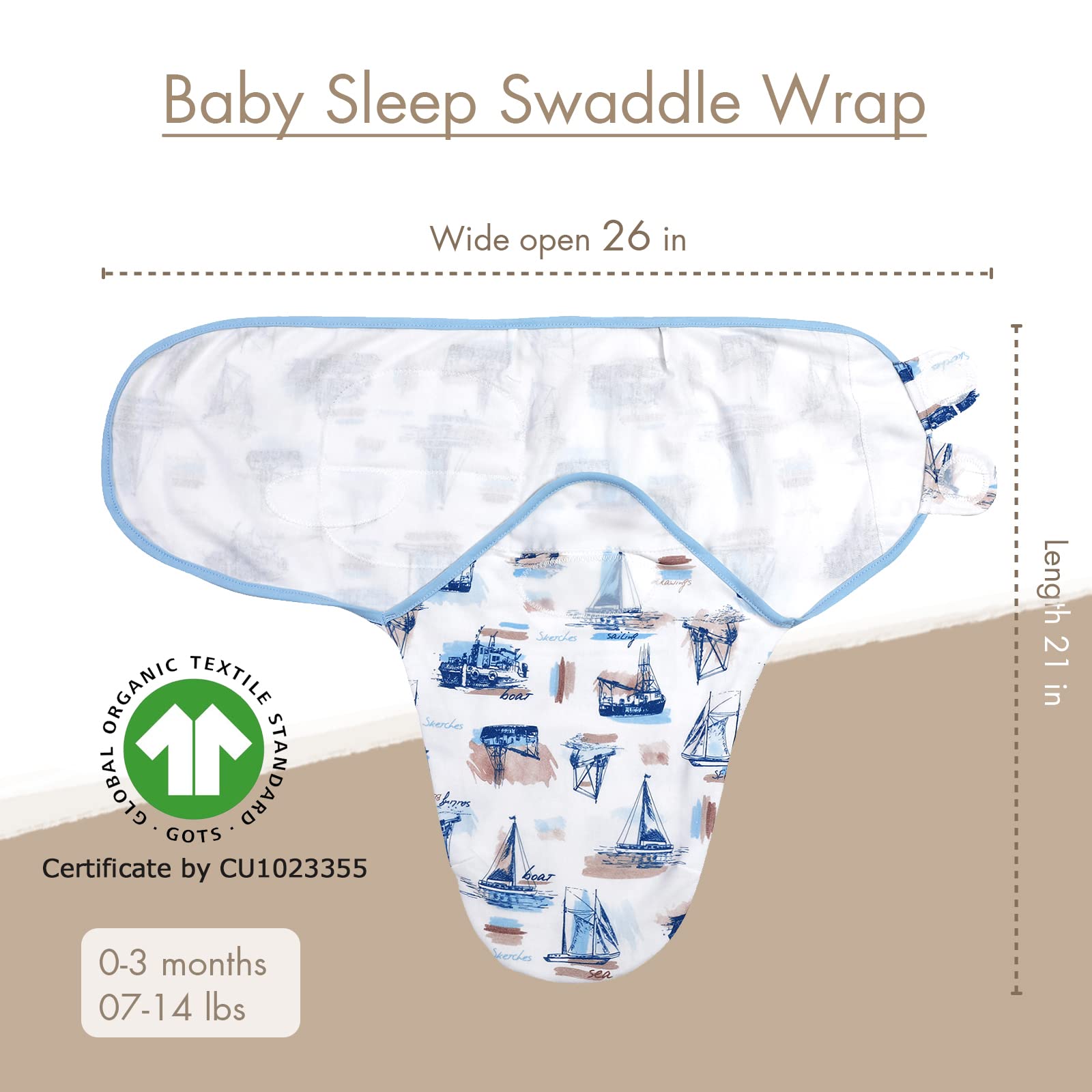 Baby Swaddle Blanket Wrap for Boys & Girls, Newborn Sleepsack Swaddles Sack 0-3 Months, Organic Cotton Swaddle 2-PK, Adjustable Swaddling Sack for Infant, Preemie