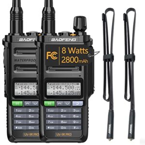 2pack baofeng uv-9r pro tri-power dual band ip67 waterproof two-way radio long range rechargeable walkie talkie with extra abbree 42.5inch tactical antenna