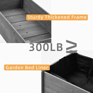 Raised Garden Bed with Legs, 48x24x30'', Outdoor Wood Elevated Planter Box, Grey Cedar, Thick Legs, w/Liner