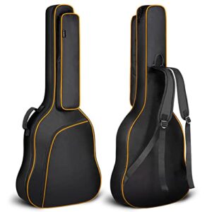 cahaya 44 inch guitar bag for dreadnought and jumbo orange line gig bag 0.47in thick padding water resistent adjustable shoulder strap guitar case with back hanger loop and music stand pocket cy0285