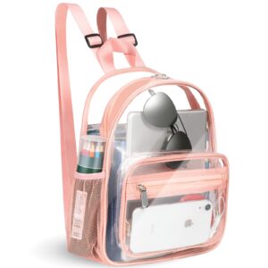 seimmie clear mini backpack stadium dedicated,waterproof transparent pvc backpack,suitable for work, travel, and sports,age：over 3 years old(pink)