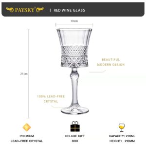 Paysky Wine Glasses Set of 2, Crystal Carving Wine Glass,Elegant Carving Design and Luxury Gift Box is Unique Red Wine Glass Gift for Women or Men 10oz