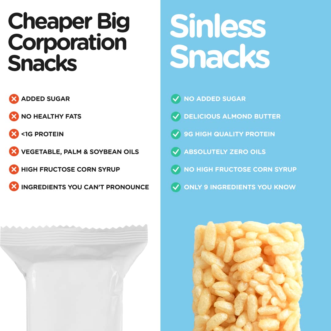 Sinless Snacks Marsh Mallow Krisp - Perfect Keto Snacks - Delicious Gluten Free Low Carb Snacks - Marshmallow Keto Cereal Bars - Low Sugar Snack - Only 1g Sugar - 9g Protein - 2g Net-Carbs - 8 Pack