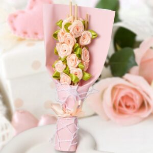 Minisland Pink Rose Flower Fancy Toothpicks for Appetizers 4.7 Inch Long Bamboo Cocktail Picks Bridal Shower Wedding Valentines Party Food Fruit Drinks Decorative Skewer Sticks 100 Counts –MSL222