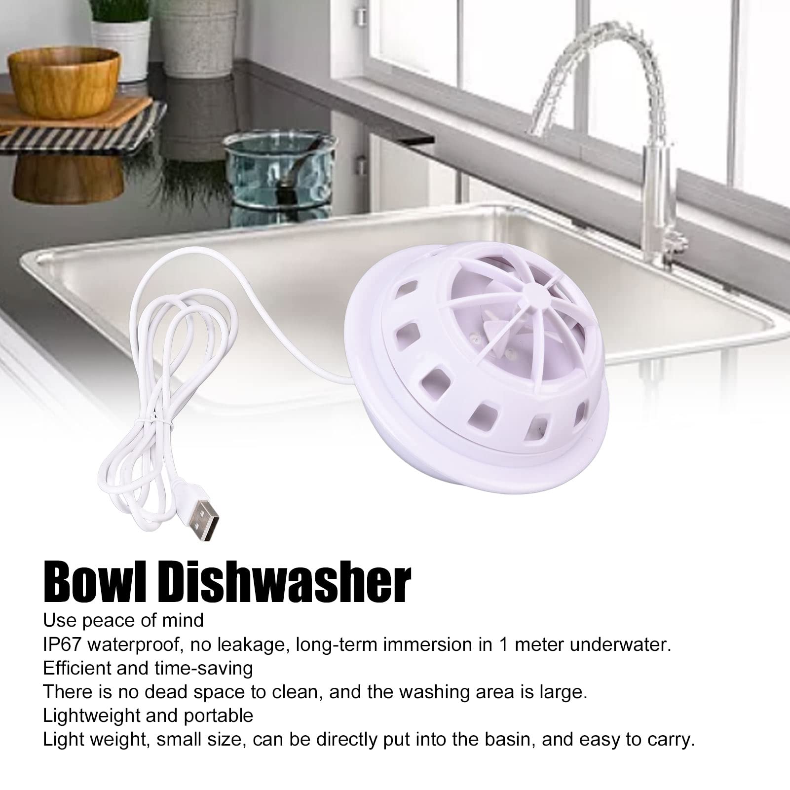 Mini Ultrasonic Dishwasher, Kitchen Sink Fruit Dishwasher for Home Business Travel College Room RV Apartment(white)