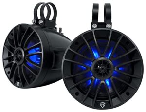 rockville pt65br 6.5" powered bluetooth led tower speakers for atv/utv/rzr/cart, black
