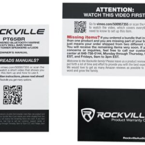 Rockville PT65BR 6.5" Powered Bluetooth LED Tower Speakers for ATV/UTV/RZR/Cart, Black