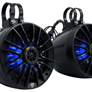 Rockville PT65BR 6.5" Powered Bluetooth LED Tower Speakers for ATV/UTV/RZR/Cart, Black