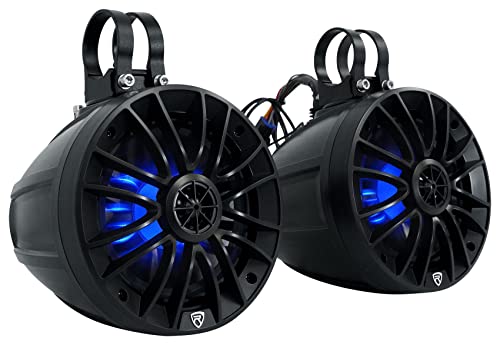 Rockville PT65BR 6.5" Powered Bluetooth LED Tower Speakers for ATV/UTV/RZR/Cart, Black