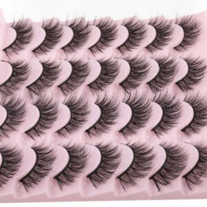 False Eyelashes 14mm Faux 3D Mink Lashes Natural Look Fluffy Cat Eye Wispy Lashes Pack by Kiromiro, 14 Pairs