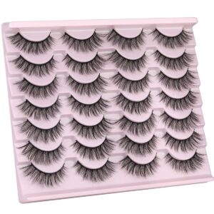 False Eyelashes 14mm Faux 3D Mink Lashes Natural Look Fluffy Cat Eye Wispy Lashes Pack by Kiromiro, 14 Pairs