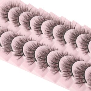 FANXITON False Eyelashes Natural Look Wispy Faux Mink Lashes Fluffy 16MM Cat Eye 3D Fake Eyelashes 10 Pairs Pack