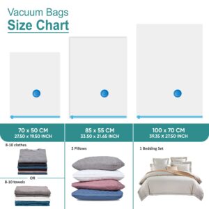 6 Space Saver Vacuum Storage Bags, Vacuum Sealed Storage Bags (2 Jumbo + 2 Large + 2 Medium) with Hand Pump, Vacuum Seal Bags for Clothing, Comforters, Pillows, Towel, Blanket Storage, Bedding