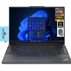 Lenovo ThinkPad E16 Home & Business Laptop Black (AMD Ryzen 5 7530U 6-Core, 40GB RAM, 1TB PCIe SSD, AMD Radeon, 15.6" 60Hz Full HD (1920x1080), BT, Fingerprint, Backlit, Webcam, Win 10 Pro) w/Hub