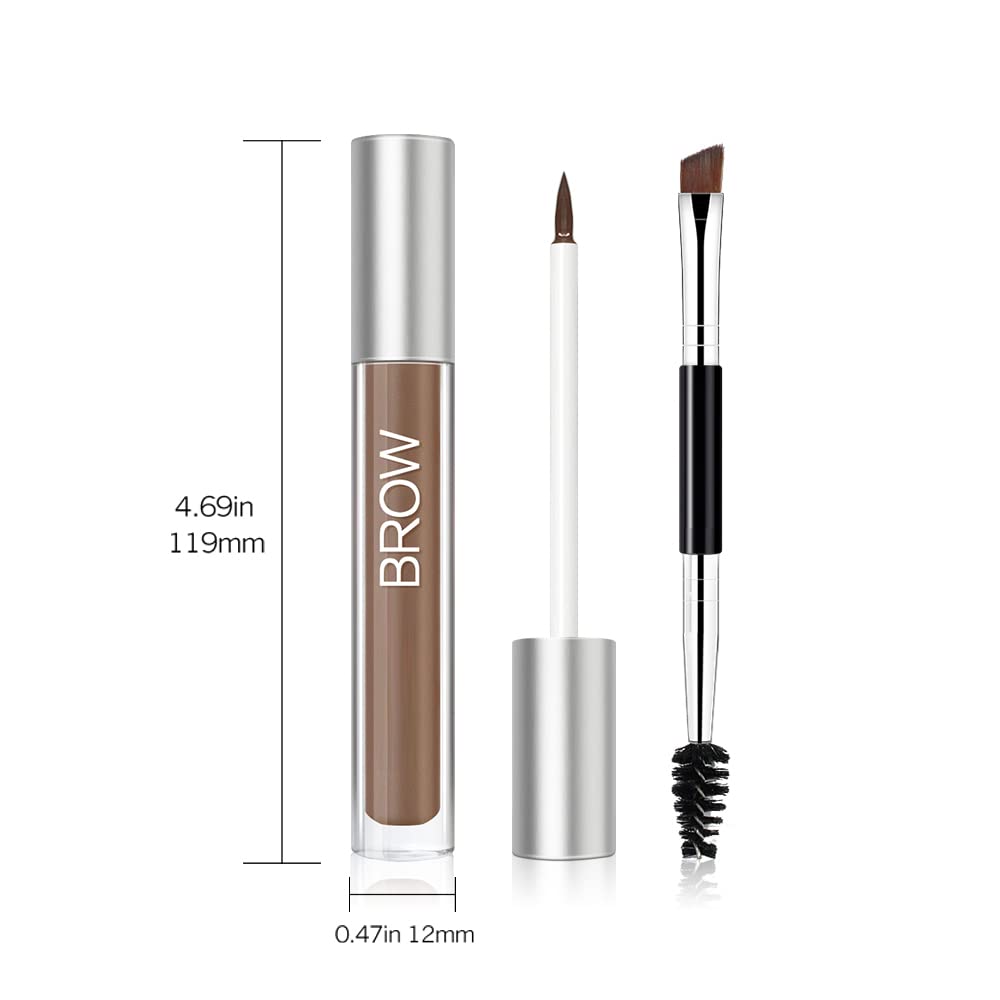 Waterproof Eyebrow Gel for Long Lasting, Highly Tinted Liquid Eye Brow Makeup, Sweatproof, Natural (Brunette)