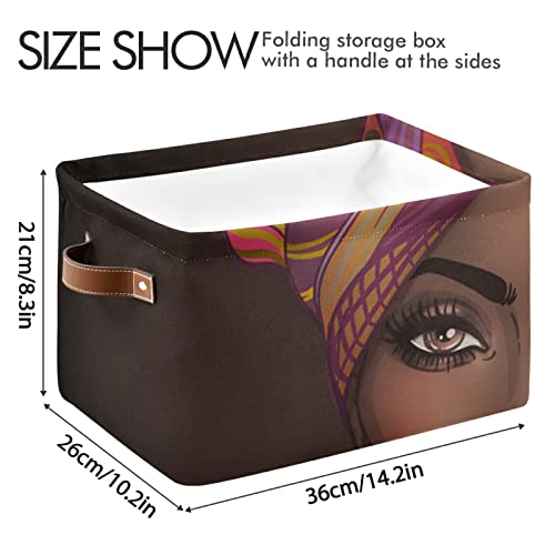 senya African American Woman(6) Storage Basket Storage Bin Storage Cube Box Durable Canvas Basket Organizer with Handles for Shelf Closet Bedroom Home Office