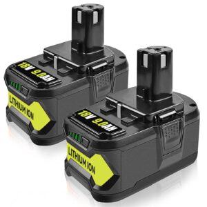 growfeat 2 pack 18v 9.0ah battery replacement for ryobi 18v battery high capacity 18v lithium-ion battery p102 p103 p104 p105 p106 p108 p107 p109