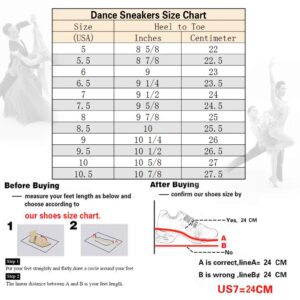 DKZSYIM Men and Women's Modern Dance Sneakers Lace-up Breathable Ballroom Performance Practice Dancing Sneakers,876-Red,6 US