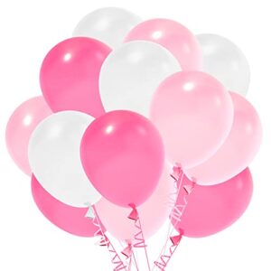 tkejzu pink party balloons 100 pcs 12 inch white and light pink and rose red latex balloons for valentine’s day girls birthday party baby shower wedding engagement romantic party supplies