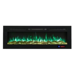 Naomi Home Kimball Electric Fireplace, Recessed & Wall Mounted Electric Fireplace, Remote Control with Timer, 9 Adjustable Color, WiFi Black/60 inches