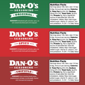 Dan-O's Seasoning Small 3 Bottle Combo | Original, Chipotle, & Spicy | 3 Pack (3.5 oz)