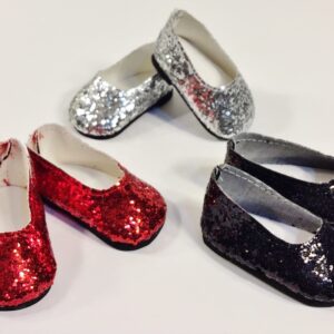 18" Doll Shoes - Red, Silver, Black - Sparkle Glitter for American Girl Dolls