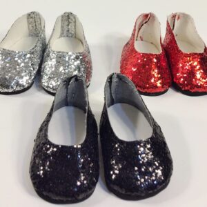 18" Doll Shoes - Red, Silver, Black - Sparkle Glitter for American Girl Dolls