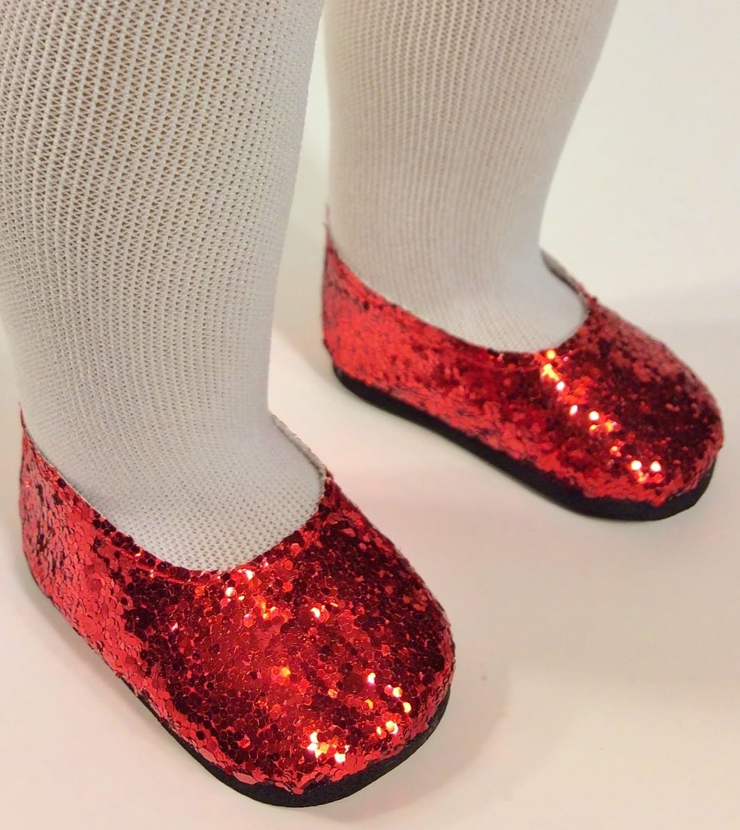 18" Doll Shoes - Red, Silver, Black - Sparkle Glitter for American Girl Dolls