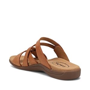 Taos Double U Premium Leather Women's Sandal - Stylish Adjustable Strap Design with Arch Support, Cooling Gel Padding for All-Day Enjoyment and Walking Comfort Caramel 9 (M) US