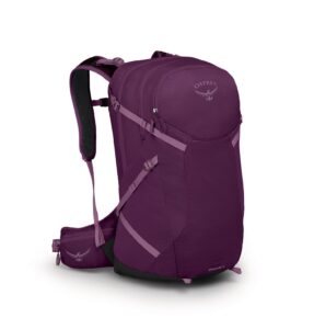 osprey sportlite 25l unisex hiking backpack, aubergine purple, m/l