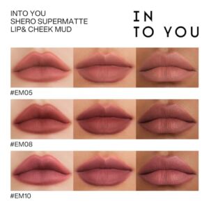 INTO YOU Matte Lipstick Lip Mud, Waterproof Long Lasting Smudge Proof Velvet Lip Stains, Multi-Purpose for Lip and Cheek, Non-Stick Cup Not Fade Lip Gloss Makeup Cosmetics Official Directly (EM05)