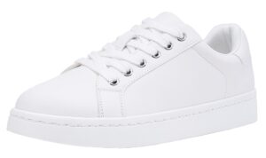 vepose women's 8003 fashion lace up comfortable casual tennis sneakers,white,size 8m us(cjy8003 white 08)