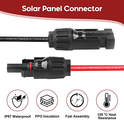 PAEKQ Solar Panel Connector to SAE Adapter Cable, 10AWG Solar to SAE Cable PV Extension Wire, SAE to Solar Panel Adapter for Solar Panels Rv Battery Charger kit, with SAE Polarity Reverse Adapter Plug