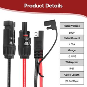 PAEKQ Solar Panel Connector to SAE Adapter Cable, 10AWG Solar to SAE Cable PV Extension Wire, SAE to Solar Panel Adapter for Solar Panels Rv Battery Charger kit, with SAE Polarity Reverse Adapter Plug