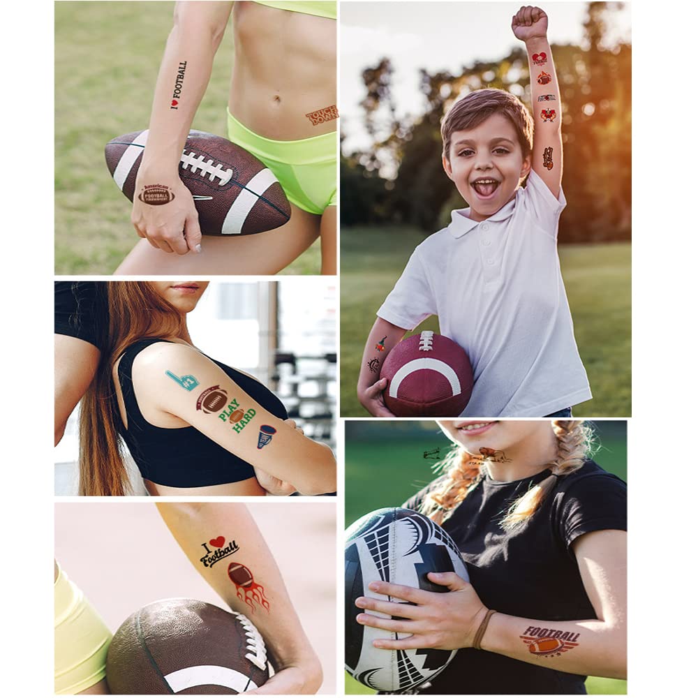 COOLI Football Game Face Temporary Tattoos Sticker 20Sheets Football Party Favor Supplies Super Bowl Birthday Party Decoration,Fan Games Event Tattoo Decorations for Adults and Children