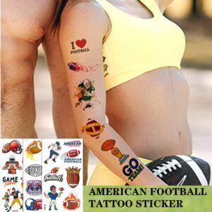 COOLI Football Game Face Temporary Tattoos Sticker 20Sheets Football Party Favor Supplies Super Bowl Birthday Party Decoration,Fan Games Event Tattoo Decorations for Adults and Children