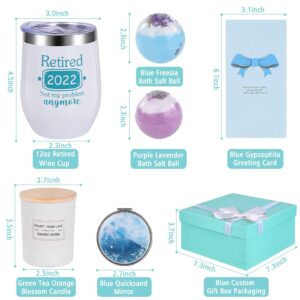 Nigifter Retirement Gifts for Women 2022 -Not My Problem Anymore Happy Retirement Gifts for Mom Teachers Friends Coworker Boss Nurse Grandma Retired Wine Gifts (Blue and White)