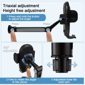Aoisva Car Cup Holder Phone Mount Adjustable Base with 360° Rotation Universal Multifunctional Cup Holder Cell Phone Holder for Car Fits Any iPhone & Galaxy & All Smartphones [Upgrade 2 in 1]
