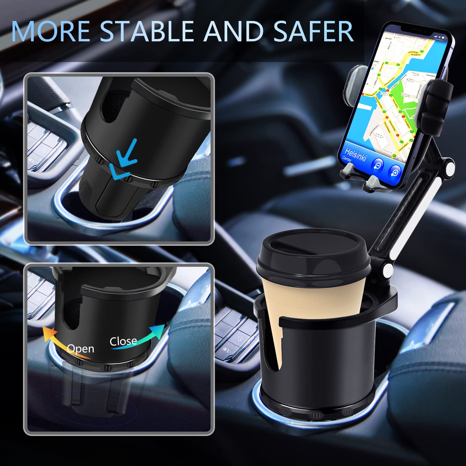 Aoisva Car Cup Holder Phone Mount Adjustable Base with 360° Rotation Universal Multifunctional Cup Holder Cell Phone Holder for Car Fits Any iPhone & Galaxy & All Smartphones [Upgrade 2 in 1]