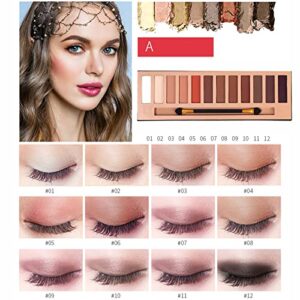 Hegafoo 2Pcs Pro 12 Colors Eyeshadow Makeup Palette - Matte Shimmer Pigmented Blendable Diamond Nude Natural Eye Shadow Pallet Kit with Brush(AB)