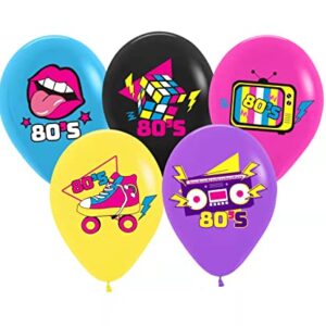 Back to the 80s Party Decorations 50 pack 12 inches Boombox&Skate Latex Balloons for Birthday Party 80s Party Supplies 1980s Themed Party Decorations Neon Party Supplies…